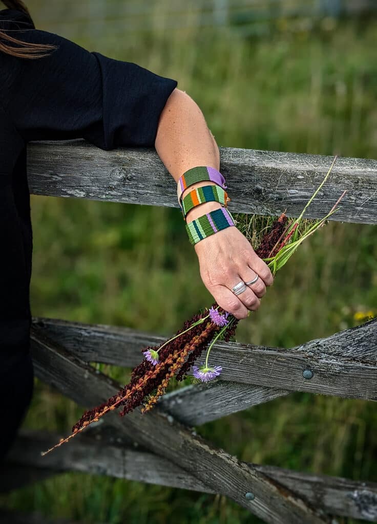 Handwoven colour study bracelets